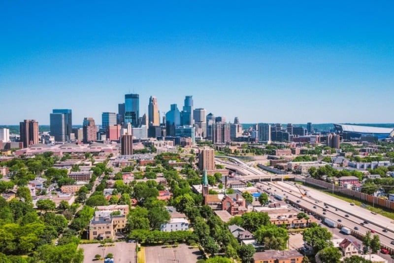 Aerial View of Minneapolis Skyline