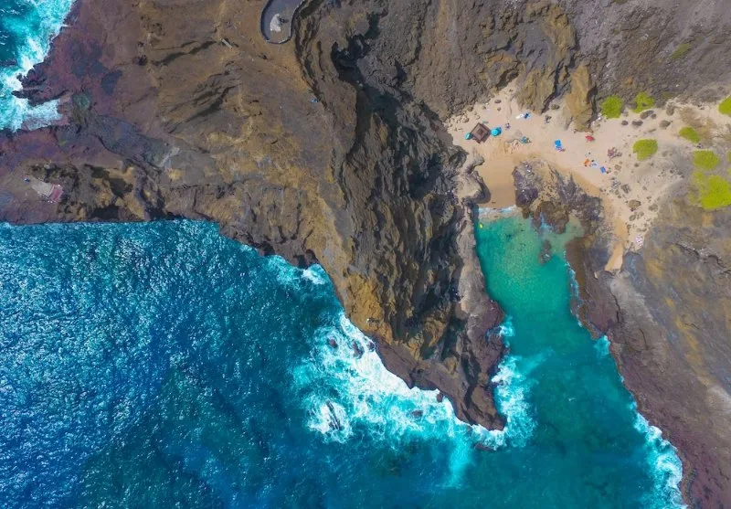 Halona Blowhole Aerial View